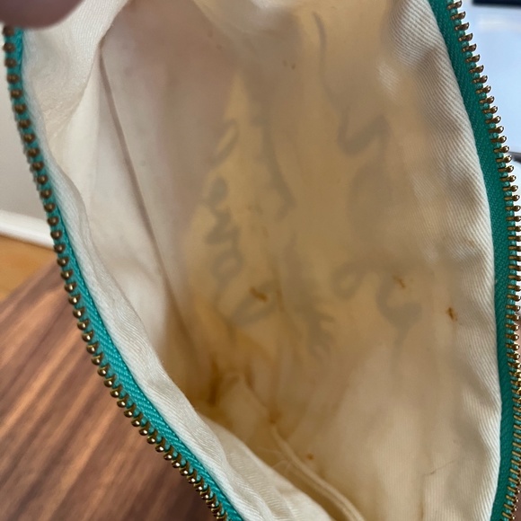 You Look Lovely Women Cosmetic Bag Size 9" Coral Canvas Tan Tote Black Tassel - Picture 8 of 13